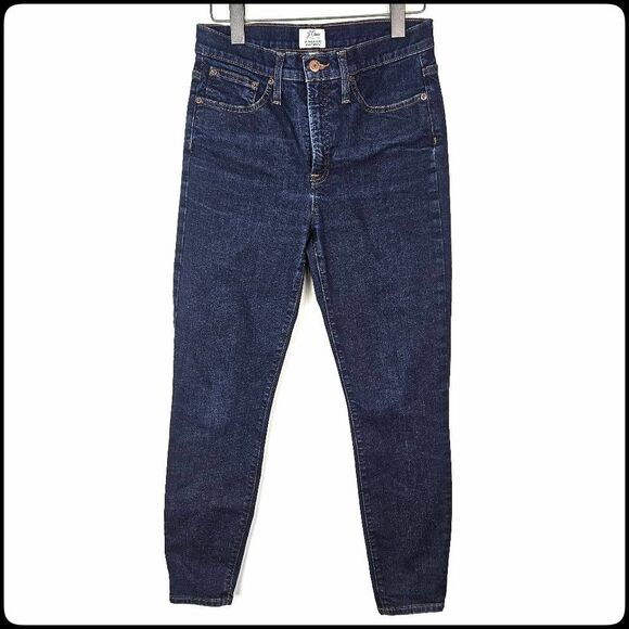J. CREW 9" High Rise Toothpick Women's Deep Wash Casual Everyday Skinny Jeans 29 - Picture 1 of 8